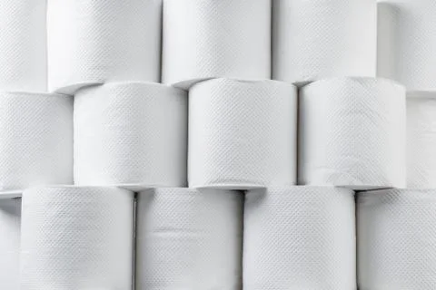 Stack of white tissue paper rolls. Stock-Fotos