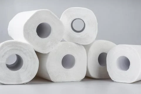 Stack of white tissue paper rolls. Stock-Fotos