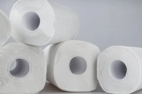 Stack of white tissue paper rolls. Stock Photos