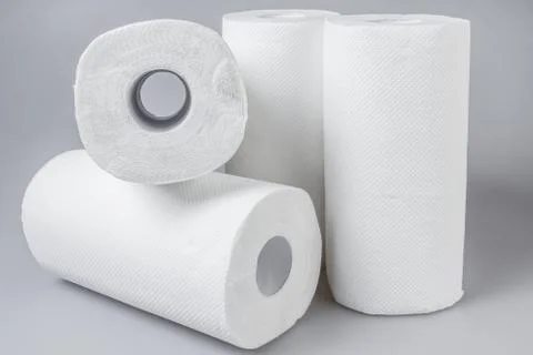 Stack of white tissue paper rolls. Stock-Fotos
