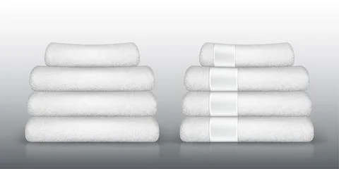 Stack of white towels. Vector illustration Stock Illustration