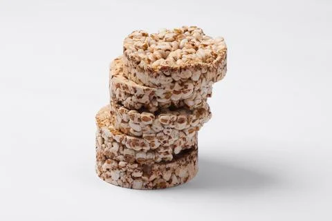 Stack of Whole grain crispbreads on white background 스톡 사진