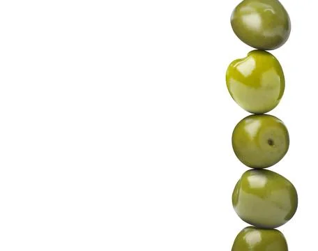 Stack of whole olives on white background Stock Photos