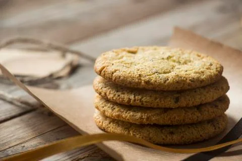 A stack of wholemeal biscuits Stock Photos