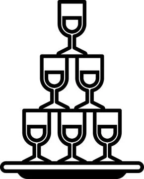 A stack of wine glasses on a plate Stock Illustration