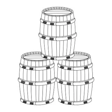 Stack of wine wooden barrels design Stockillustratie