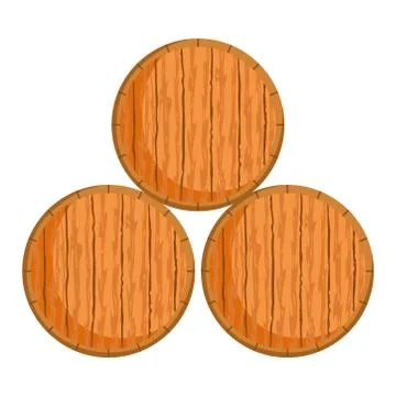 Stack of wood barrels isolated icon white background Illustrazione stock