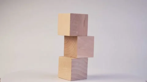 Stack wood cube rotate close up  Stock-Footage 171765482