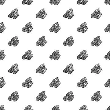 Stack of wood logs seamless pattern background Illustrazione stock