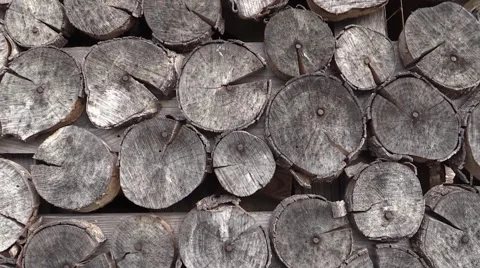 Stack of wood logs, wooden abstract background Stock Footage 59868022