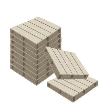 A Stack of Wood Pallets on White Background 스톡 일러스트