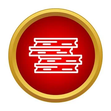 Stack of wood planks icon on red button Stock Illustration