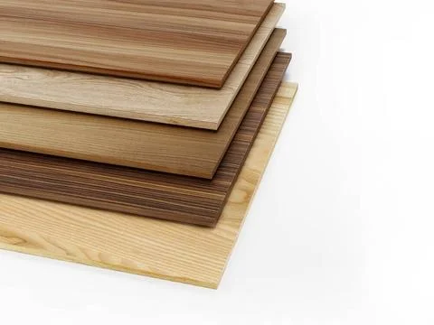 Stack of wood planks isolated on white background. 3D illustration Stack o... Stock Photos