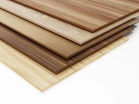 Stack of wood planks isolated on white background. 3D illustration Stack o... Stock Photos