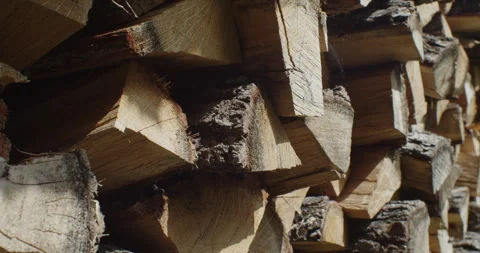 Stack of wood prepared for heating 4K video Stock Footage 278013958