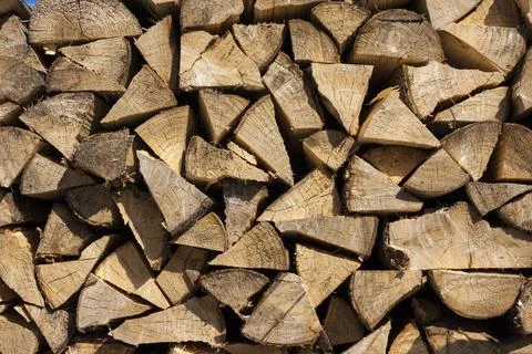 Stack of wood prepared for winter Stock Photos