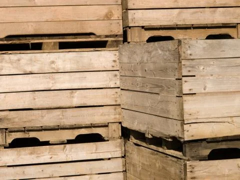 Stack of wooden bins Stock Photos