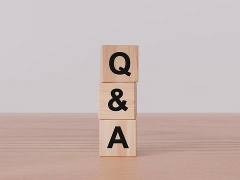 Stack of wooden blocks featuring the letters Q and A with an ampersand symb.. Stock Photos