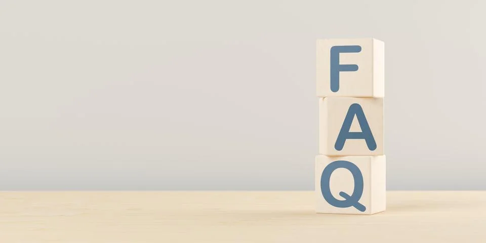 Stack of wooden blocks with the letters faq on wooden table background, fre.. Stock Illustration