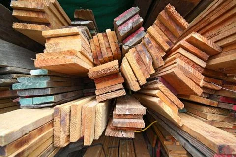 Stack of wooden boards. Stock Photos