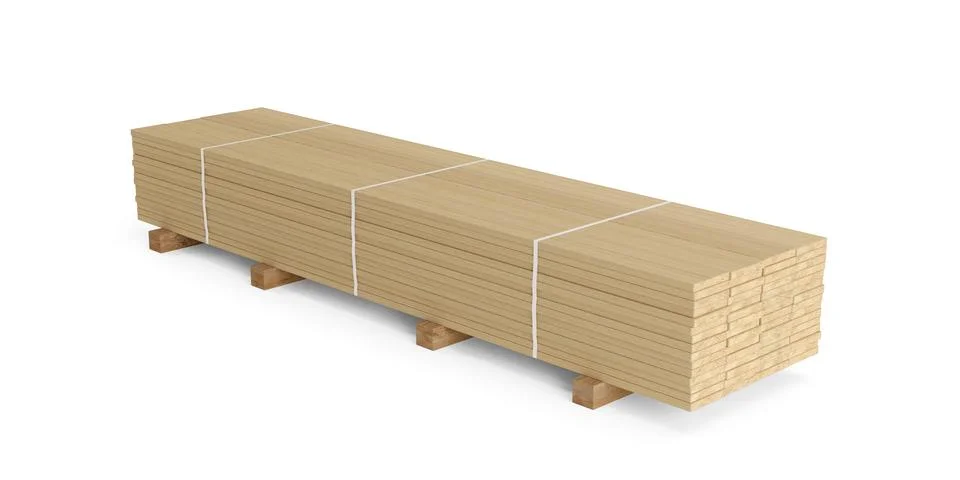 Stack of wooden construction timber planks or boards over white background,.. Stock Illustration