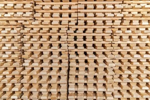 Stack of wooden lattices of natural solid birch as background 库存照片