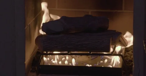 Stack of wooden logs at fire place Stock Footage 83187559