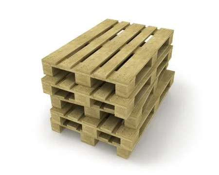 Stack of wooden pallets isolated Stock Illustration
