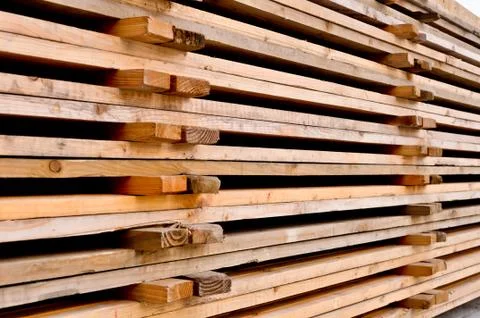 A stack of the wooden pallets Stock Photos