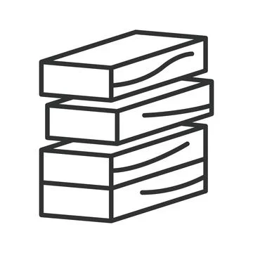 Stack of wooden planks icon, icon in line design. Timber, lumber, construction Stock Illustration