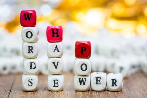 Stack of Words have power dice puzzle Stock Photos