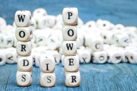 Stack of Words is power dice puzzle Foto stock