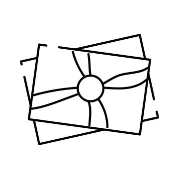 Stack of wrapped gift boxes line art design Stock Illustration