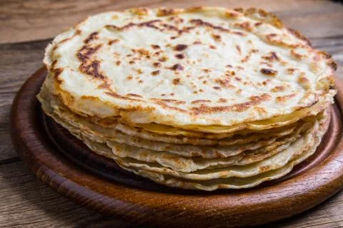 Stack of yeast pancakes. Stock Photos