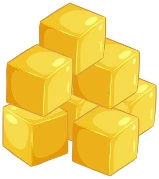 Stack of Yellow Cheddar Cheese Cubes Vector Illustration Stock Illustration
