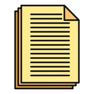 Stack of yellow documents with text lines icon Illustrazione stock