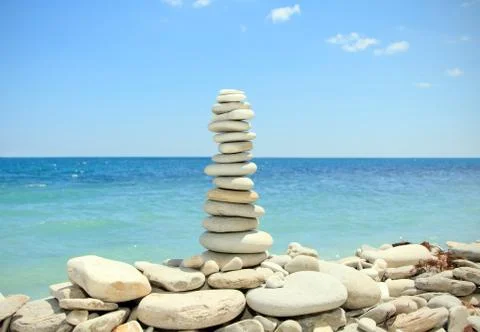 Stack of zen stones on the beach Stock Photos