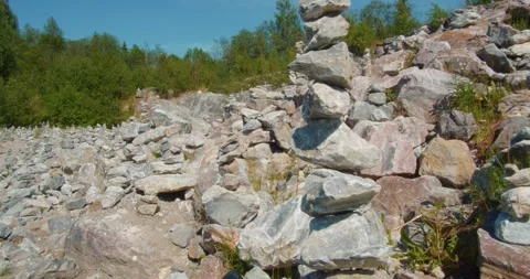 Stack Of Zen Stones In The Ruskeala Park Stock Footage 155625161