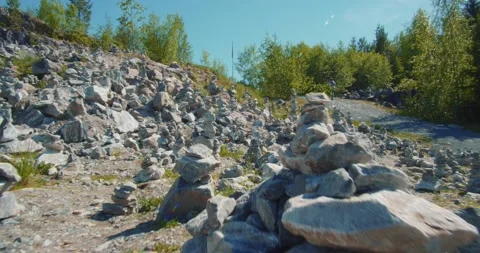 Stack Of Zen Stones In The Ruskeala Park Stock Footage 155625172