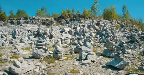 Stack Of Zen Stones In The Ruskeala Park Stock Footage 155625188