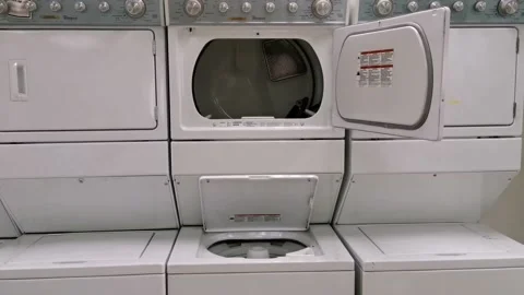 Stackable Commercial Washer and Dryer Stock Footage 162999851