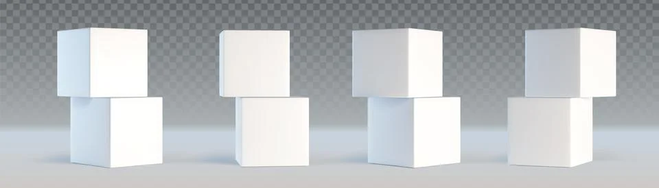 Stacked 3D cubes set on transparent background Stock Illustration