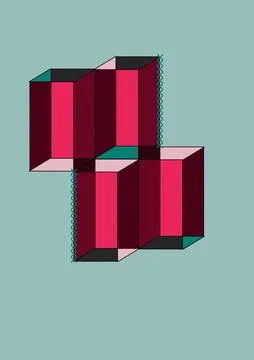 Stacked abstract cuboids with bold colors Stock Illustration