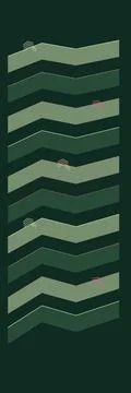 Stacked angular ribbons in alternating sage and deep green create a rhythmi.. Stock-Illustration