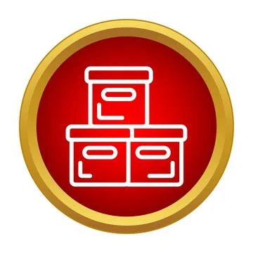 Stacked archive boxes on red round icon イラスト素材