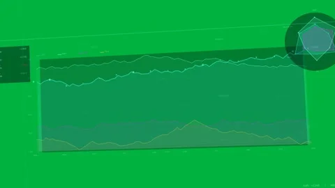 Stacked area chart filling transparent HUD as playhead moving across timeline, Stock Footage 333907374