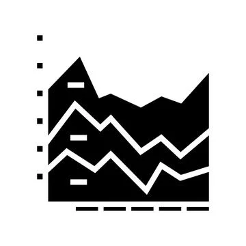 Stacked area chart glyph icon vector illustration 库存插图
