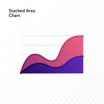Stacked area chart isolated on white to transparent background Stock Illustration