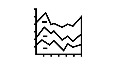 Stacked area chart line icon animation 動画素材 224374685