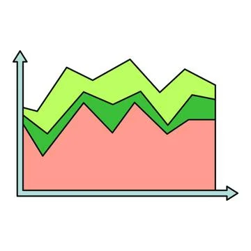 Stacked area chart showing data visualization for finance Stock Illustration